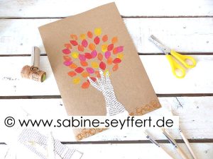 Mit Kindern Basteln Bunter Herbst Baum Upcycling Stempel Spa F R