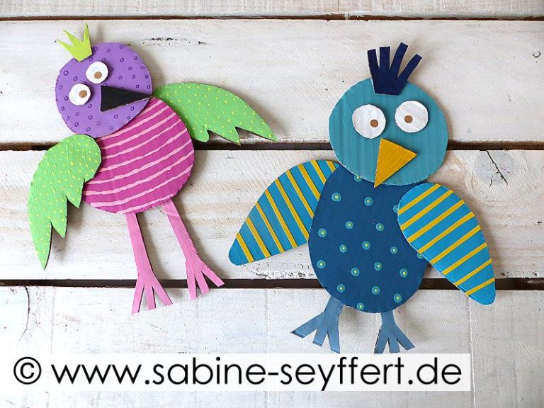 DIY Basteln mit Kindern: Lustige Vögel aus Pappe – kunterbunte